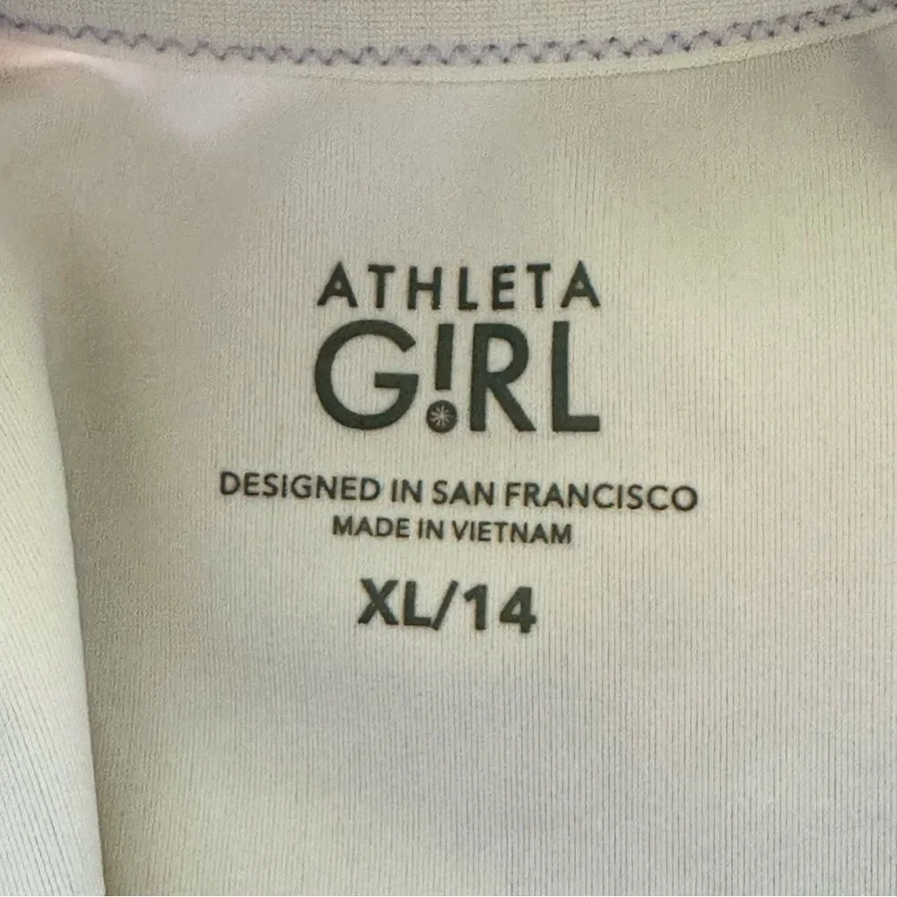 Athleta Girl Mock Neck Rashguard Swim Top Color Sunset Blue and Pink Size XL